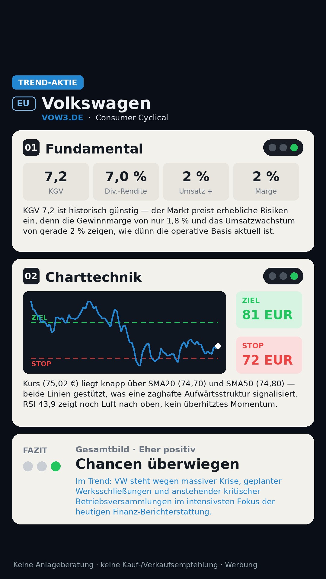 Aktien-Analyse VOLKSWAGEN AG V (VOW3.DE)