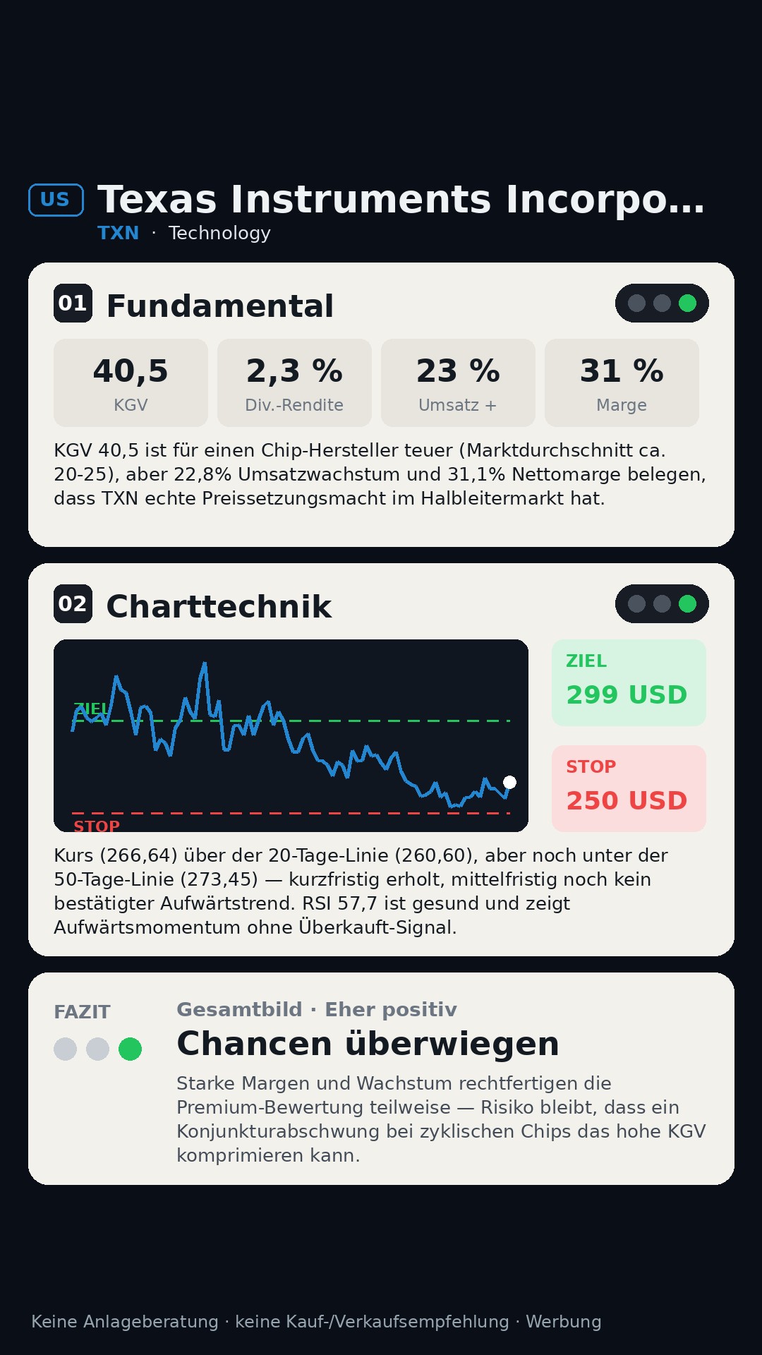 Aktien-Analyse Texas Instruments Incorporated (TXN)
